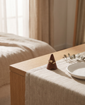 Walnut ring cone holder with one conical stand and gold-tone ring on top