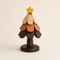 Wooden Christmas tree trivet with star topper and layered leaf plate design